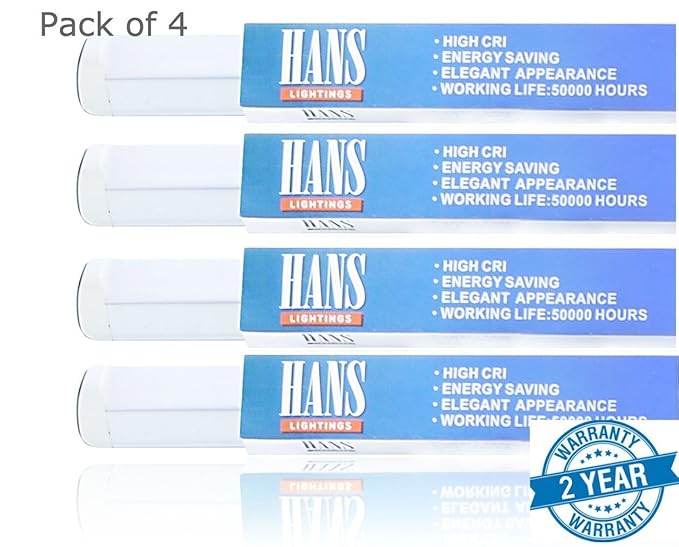 Hans Lighting LED Tube Light 20-Watt Ceiling Fixture, 4 Feet (4 Pack, Cool White)