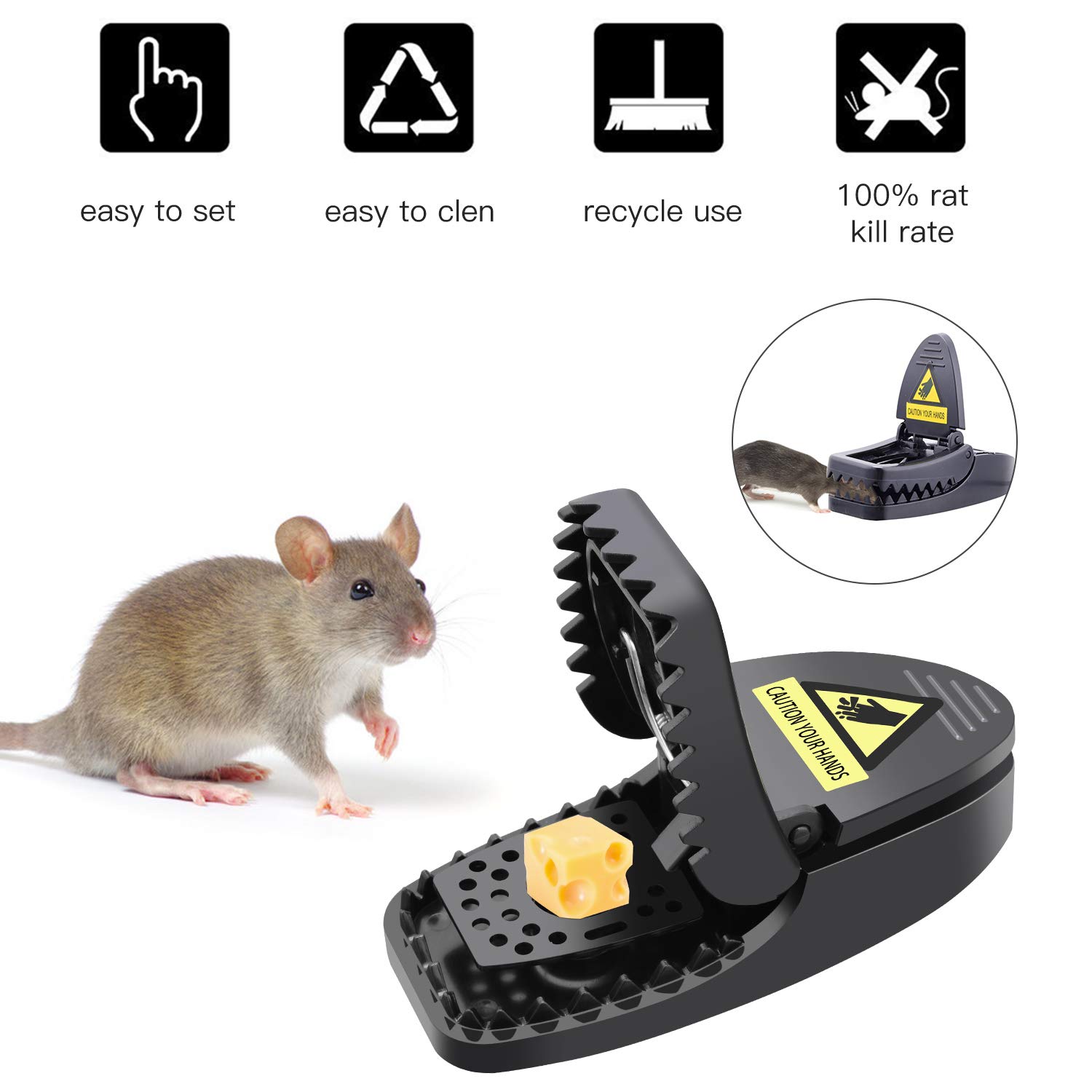 Charlemain Piège à Souris, Tapetteà Souris Réutilisable, Souricière avec Ressort Puissant,Tapette à Rat et Sensible Contrôle des Rats Efficace (Lot de 6)