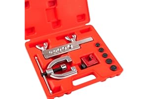 Esakoya Brake Line Flaring Tool Kit with 5 Adapters, Flare Tool Kit with 45 Degrees, Double & Single Flaring Tool Kit for Brake Line, Brass Tubing, Copper and Aluminum