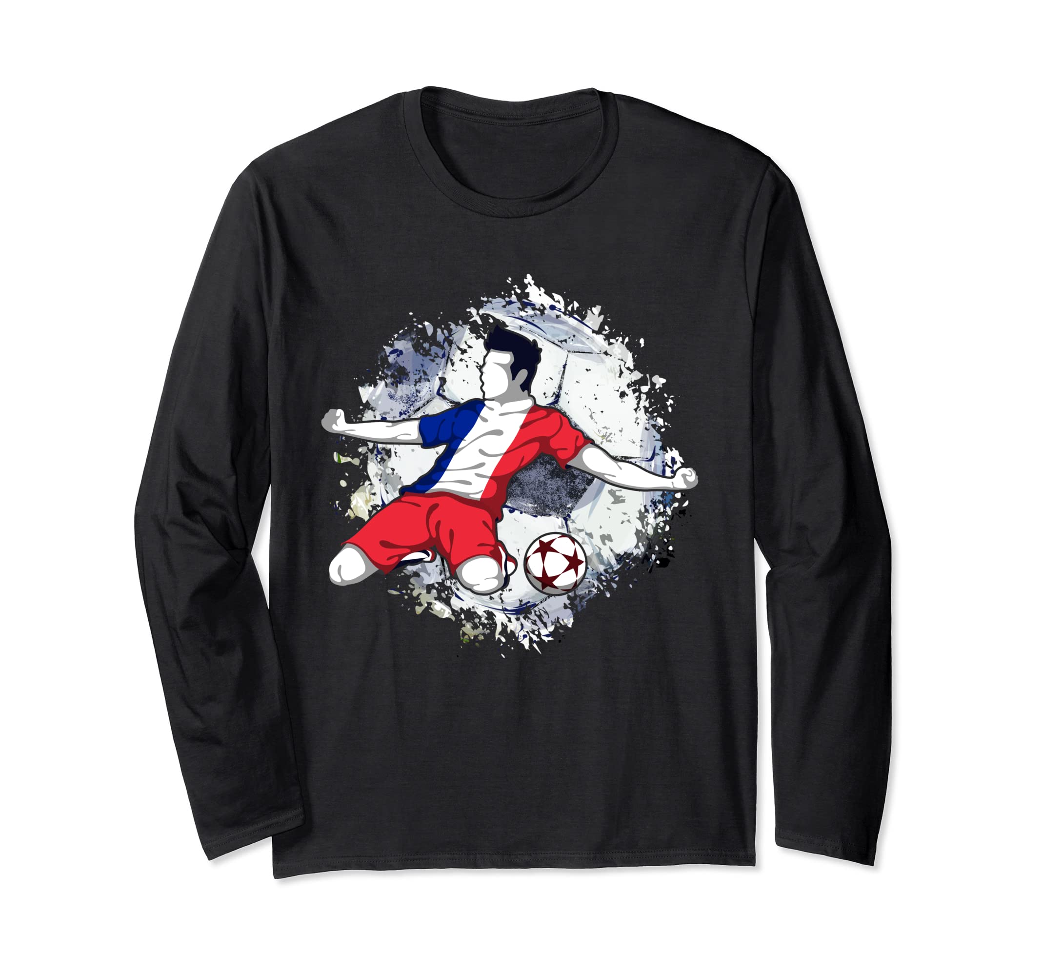 France Soccer French National Flag Proud Football Striker Long Sleeve T-Shirt