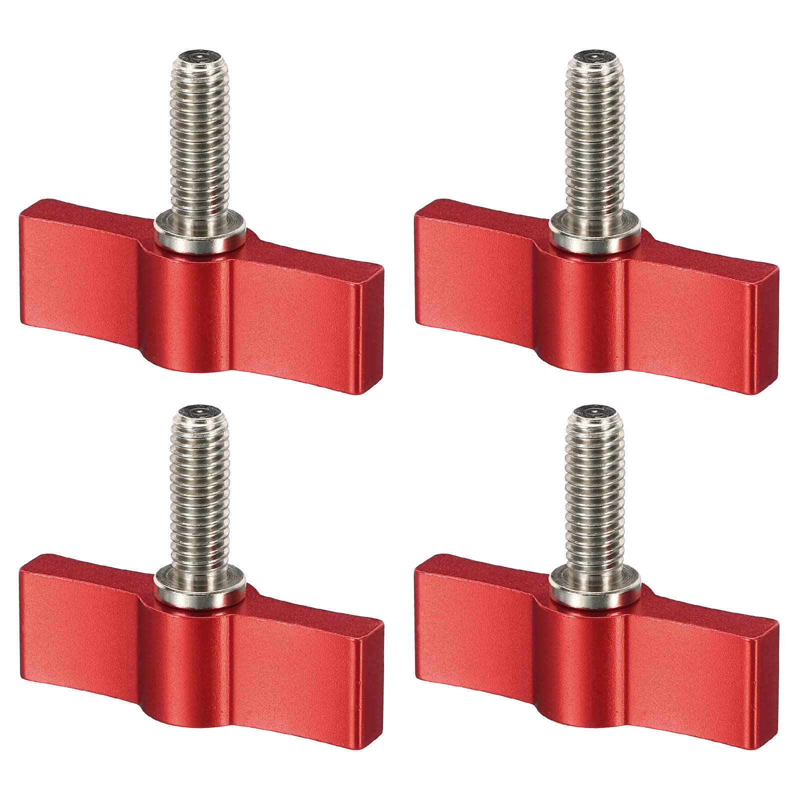 PATIKIL Threading Rotating Knob, 4Pcs T Type M6 17mm Adjustable Camera Thumb Screw, for Camera Mounting System, Red, Aluminum Alloy