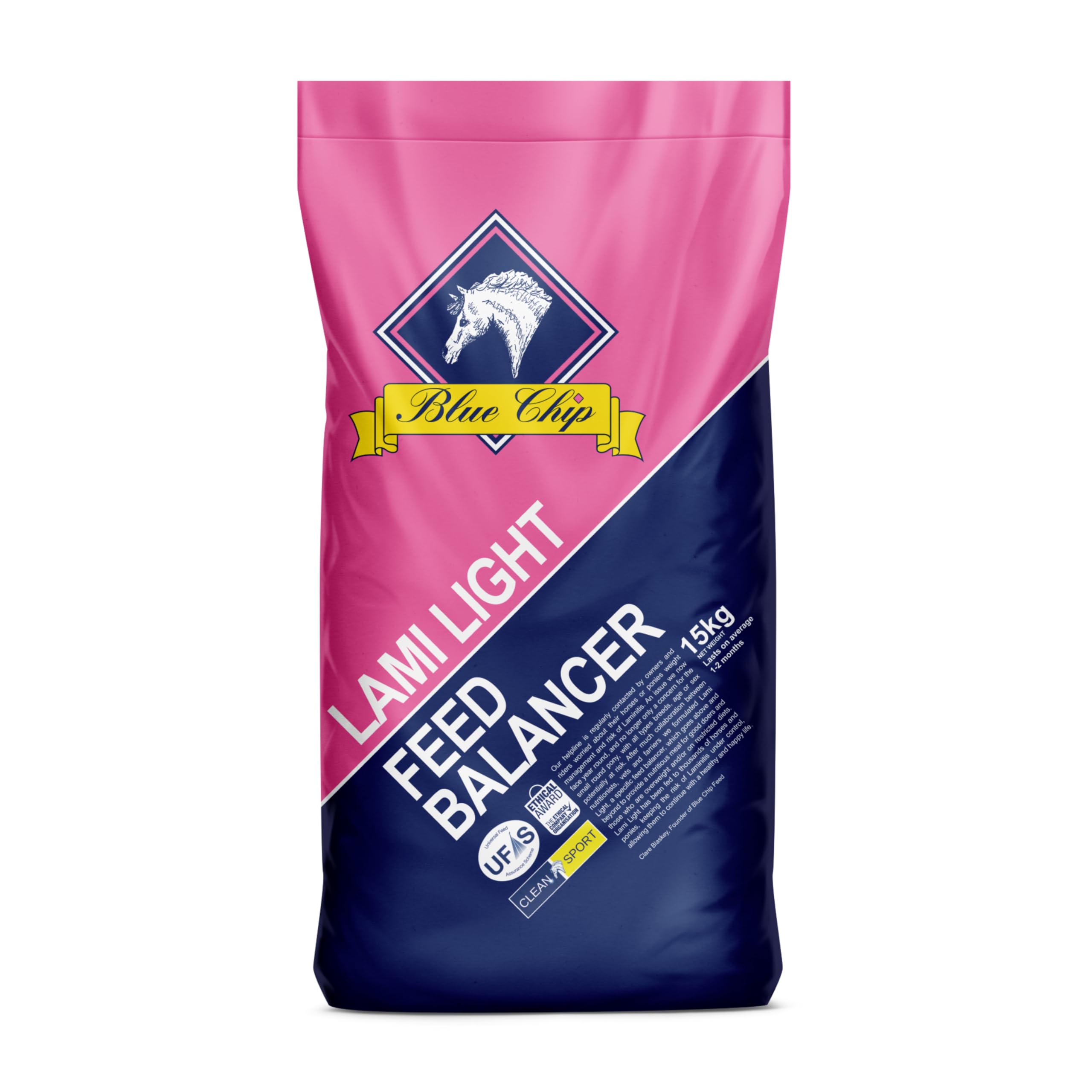 Blue Chip Lami Light Feed Balancer 15kg - Complete and balanced horse feed for Laminitis prone/overweight with pre and probiotics plus MSM, low starch/sugar and molasses FREE!