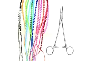 DIY Braces Power Chain Kit - 20Pcs (8.6In/pc) Multi-Color Elastic Rubber Bands Orthodontic Chains with Mathew Plier