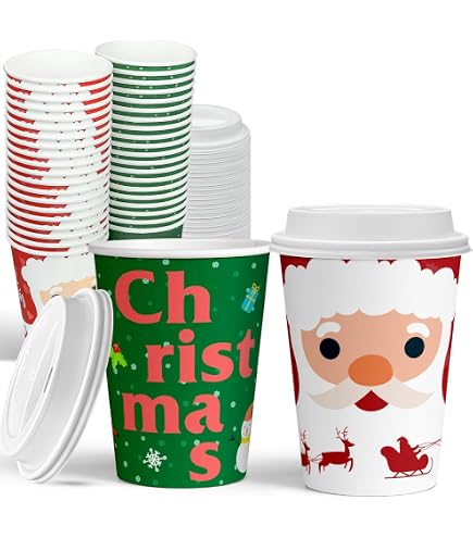 Amazon.com: Yungyan 100 Pack 12 oz Christmas Disposable Coffee Cups with  Lids and Sleeves Insulated Paper Coffee Cups with Dome Lids and Sleeves for  Christmas Hot Chocolate Party Supplies(Classic) : Health &