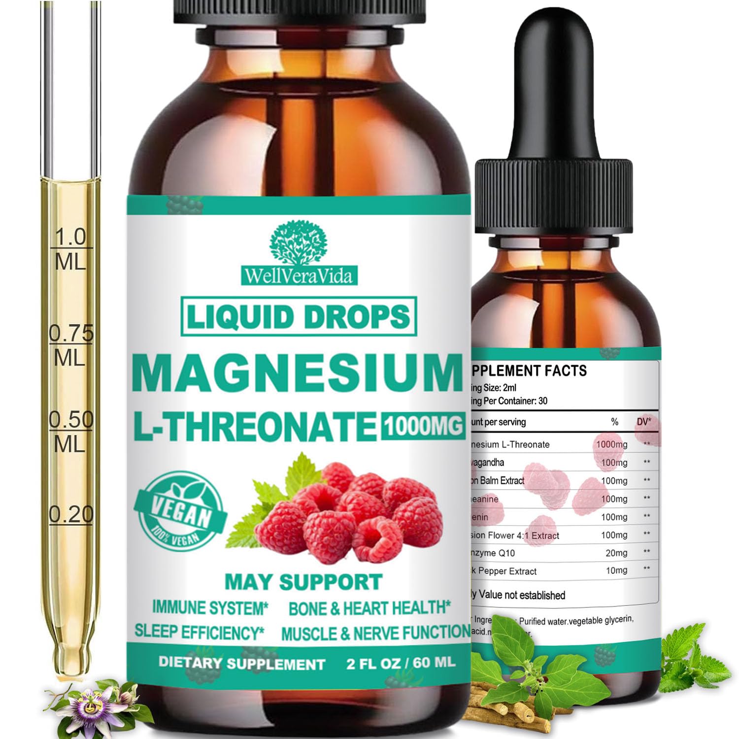 Magnesium L-Threonate Liquid Drops (Raspberry)