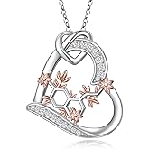 Alphm DNA/Happiness Serotonin Molecule Necklace 925 Sterling Silver Heart DNA Double Helix/Serotonin Pendant Science Jewelry Chemical Molecule Present for Women