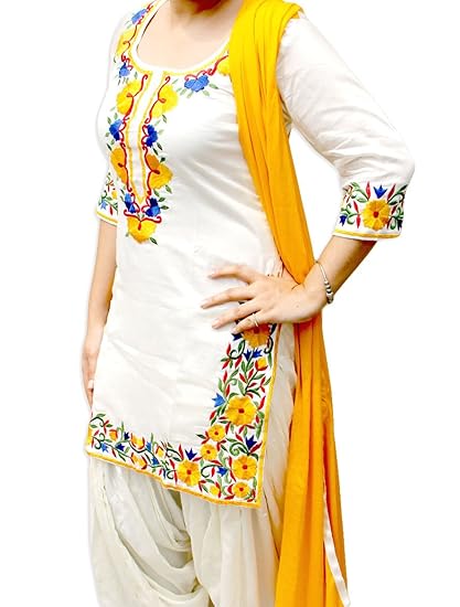 white and yellow punjabi suit