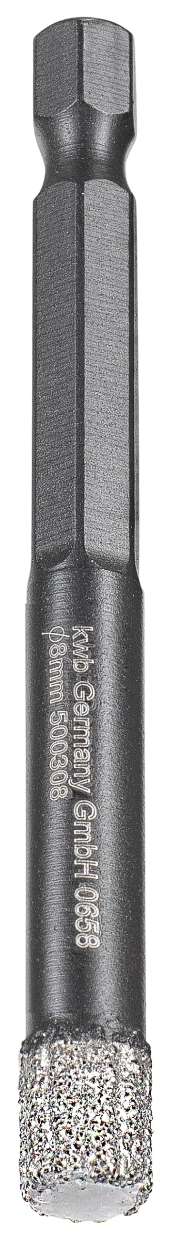 kwb Diamond Tile Hole Drill Bit for Drills, Hole Saw with 1/4-Inch E 6.3 Hex Shank, Diamond Core Drill Diameter 8mm