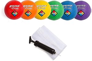 Champion Sports Playground Ball Set: 6 Multi Colored Textured Nylon Soft Rubber Bouncy Indoor Outdoor Balls Perfect for Kids 