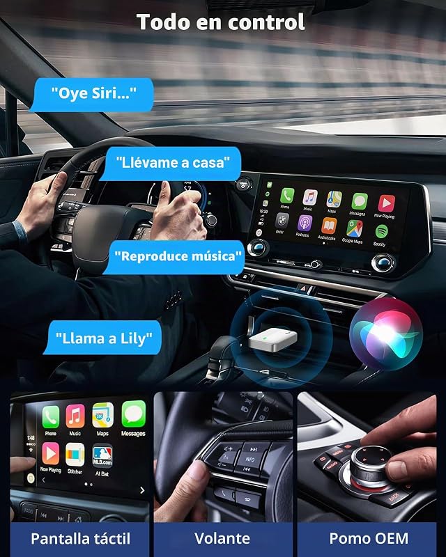 Adaptador CarPlay Inalámbrico para iPhone Convierte Cable A Wireless,BlancP