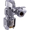 SharkBite Max 1/2 x 1/2 x 3/8 Inch Compression Dual Outlet Angle Stop Valve, Quarter Turn, Push to Connect Brass Plumbing Fitting, PEX Pipe, PE-RT, CPVC, Copper Pipe, UR25558