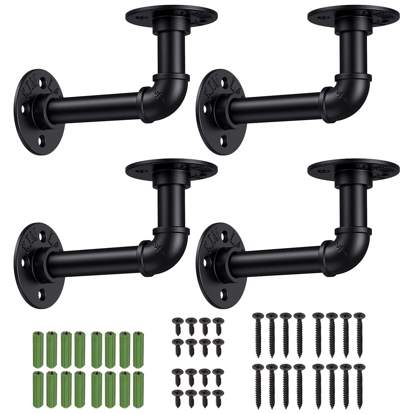 Tanice Pipe Shelf Brackets, 4 Pack Shelving Brackets, Vintage Wall Mounted Floating Shelves with Screws DIY Decoration for Home Bookshelf CDs Photo Frame — image 1