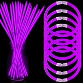 NUDALA 100 Pcs Purple Glow Sticks Bracelet Necklaces Bulk Glow in The Dark Party Supplies Easter Basket Stuffers 8&rdquo; Light Stick with Connectors for Halloween Birthday Carnival