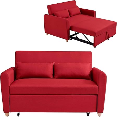 Mobilier Deco Canape 2 Places Convertible Scandinave En Tissu