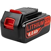 ARyee 20V 6.0Ah Replacement for Black and Decker 20V Lithium Battery Compatible with Black & Decker 20V Lithium Battery LB20 LBX20 LBXR2020 LB2X4020-OPE LBXR20-OPE Cordless Power Drill Driver Tools
