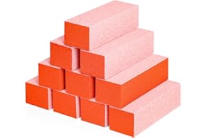 GazePlus Nail Buffer Block, Coarse Grit 80/80/100, 3.5" Long, 3 Way Buff for Acrylic Nail Gel Polish Nail, Pedicure, Manicure 10 Count, Orange