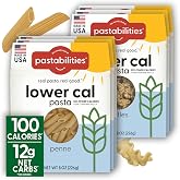 Pastabilities, Lower Calorie Pasta, Variety Pack (Penne &amp; Ruffles) &ndash; 100 Calories/Serving, 12g Net Carbs &amp; High Fiber &ndash; Delicious &amp; Nutritious Alternative to Traditional Pasta (8 Ounce, 6 Pack)
