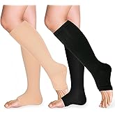 Open Toe Compression Socks 15-20 mmHg for Women and Men Knee High Toeless Circulation Compression Stockings