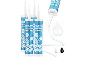 PAULINN Clear Silicone Sealant, 100% Waterproof Silicone Adhesive Caulk for Rv Marine Home Window Roof Door Kitchen Bathroom 