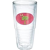 Tervis South Carolina Flag Made in USA Double Walled Insulated Tumbler Travel Cup Keeps Drinks Cold & Hot, 24oz - No Lid, Pink and Green