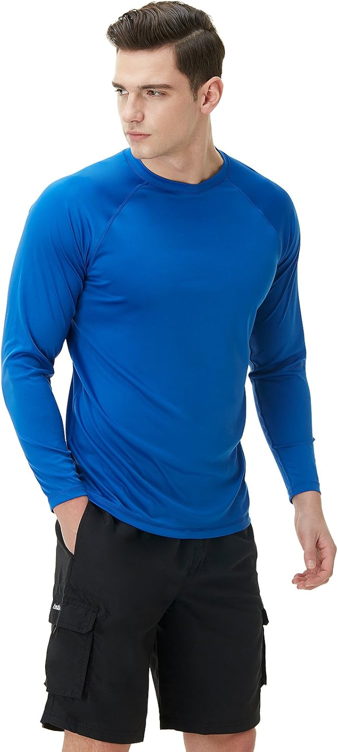 TSLA 1 or 2 Pack Men's Rashguard Swim Shirts, UPF 50+ Loose-Fit Long Sleeve Shirts, Cool Running Workout SPF/UV Tee Shirts: Clothing