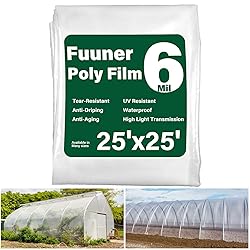 Fuuner Greenhouse Plastic Sheeting, 25 x 25FT 6Mil