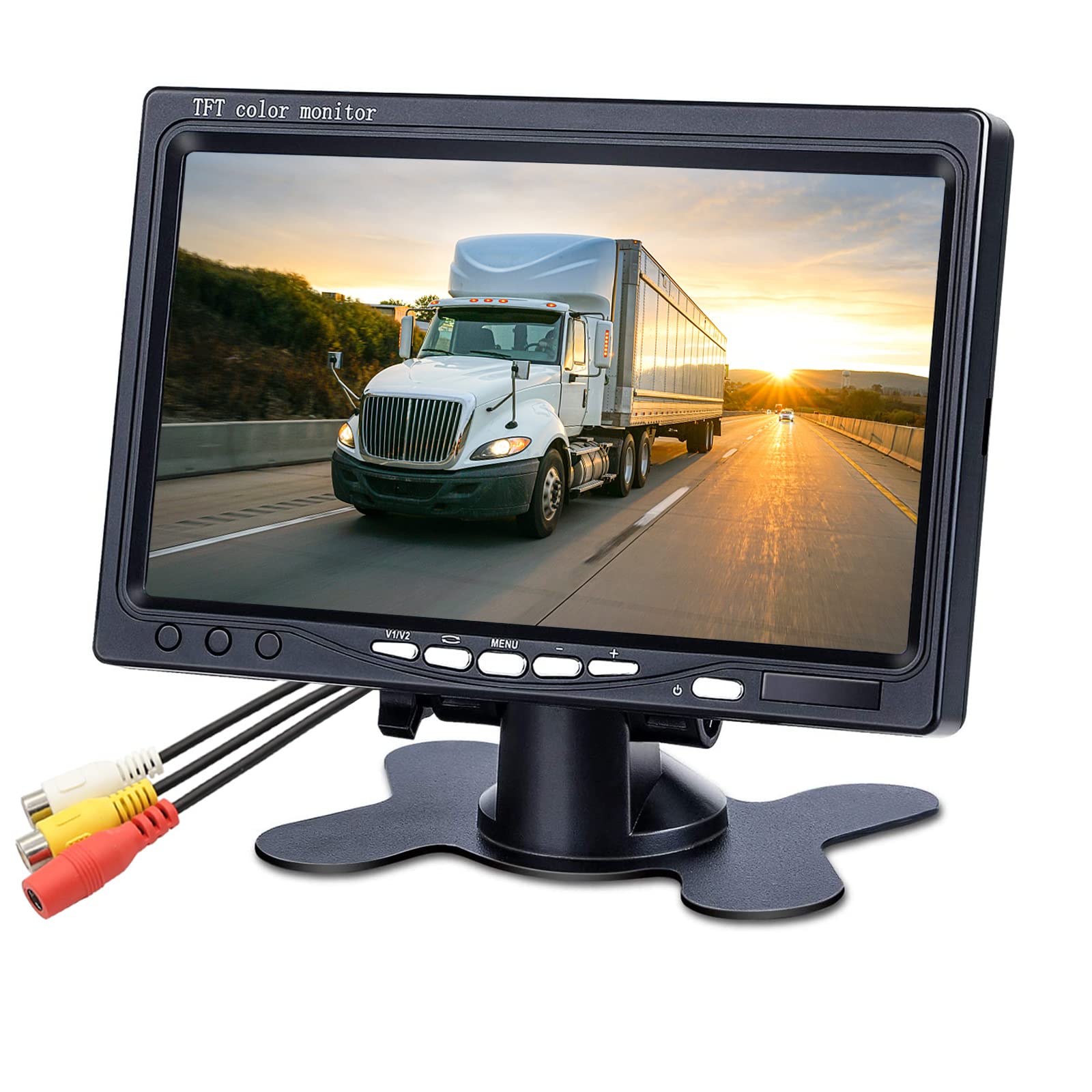Photo 1 of B-Qtech 7 inch HD Vehicle Backup Camera Monitor only, Rear View Reverse Color TFT LCD Display Screen for Car SUV Van Truck, V1/V2 Two Video Input, Power 12V/24V