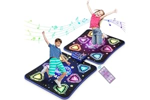 WAYKEE Dance Mat Toys for 3-12 Year Old Kids, Kids Dance Mat with Light-up 12-Button & 5 Game Modes, 2 Player Electronic Dance Pad Toys, Birthday Xmas Gifts for 3 4 5 6 7 8 9 10+ Year Old Girls Boys