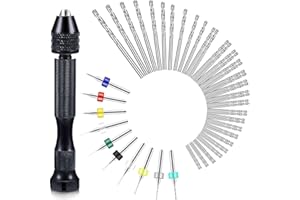57 Pcs Hand Drill Bits Set, Pin Vise Hand Drill Manual Rotary Tools, 46Pcs Mini Micro Twist Drill Bits and 10Pcs PCB Drill Bi