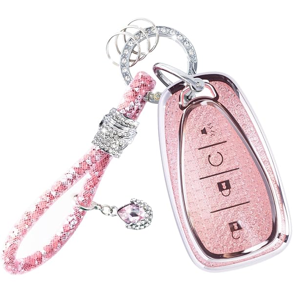 Sparkly Key Fob Cover With Cherry Keychain, Bling TPU Smart Key Case For Women Compatible With Nissan Pathfinder Rogue Kicks 2023 2024 (5 Button Gold Red) I.1664959879 - View #2