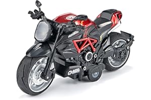 MING YING 66 kids toy motorcycle - 1:12 Scale Motorcycle Toy with Sound and Light,motorcycle toys for boys age 3-12 (Red)