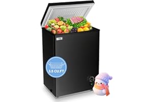 WANAI Chest Freezer Small Deep Freezer Black Freezers 3.5 Cu.Ft Compact Free-Standing Top Door Adjustable 7 Thermostat and Removable Basket Open Deep Freezer Energy Saving Apartment Kitchen