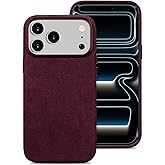 Belemay Handcrafted Alcantara Case for iPhone 17 Pro Max (6.9"), Compatible with Magsafe Camera Control Button, Luxury Italian Suede-Like Material, Comfortable Grip, Elegant Durable Cover, Burgundy