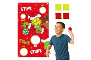 ARSEMICA Funny Christmas Toss Game Banner with 4 Bean Bags, Christmas Game for Kids Adults Indoor Outdoor Activities, Holiday Birthday Party Game Supply for Boys Girls Teens, Xmas Classroom Wall Decor