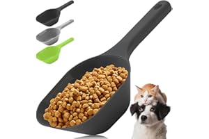 Aosnare 3PCS Dog Food Scoop, 1 Cup Plastic Pet Food Scoop with Measuring Lines 1/2 Cup and 1 Cup for Dogs, Cats, Birds and Rabbits (Green,Grey and Black)