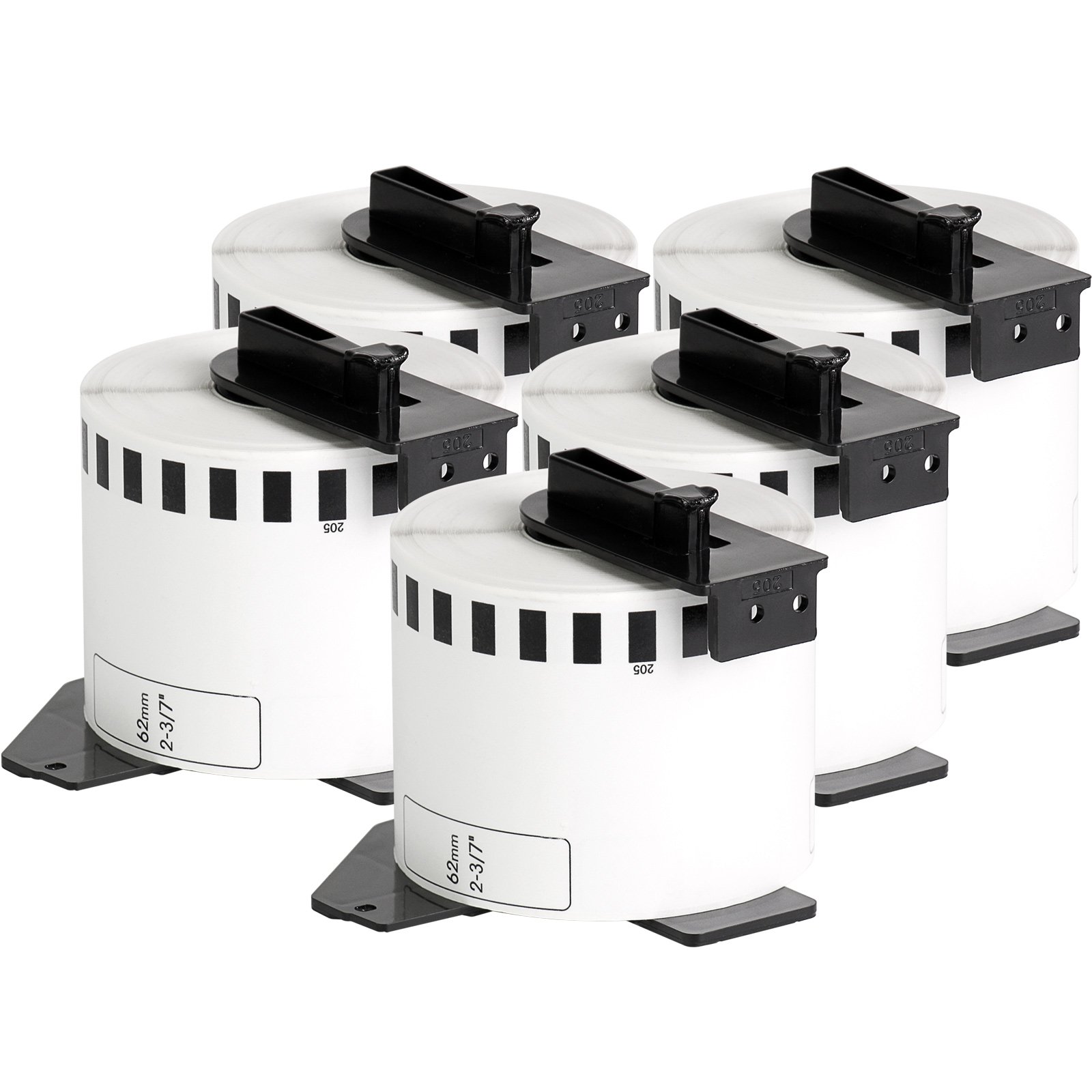 5x Address labels compatible Brother DK22205 62mm x 30,48m Continuous White Thermal Printing Roll Printer Label Paper