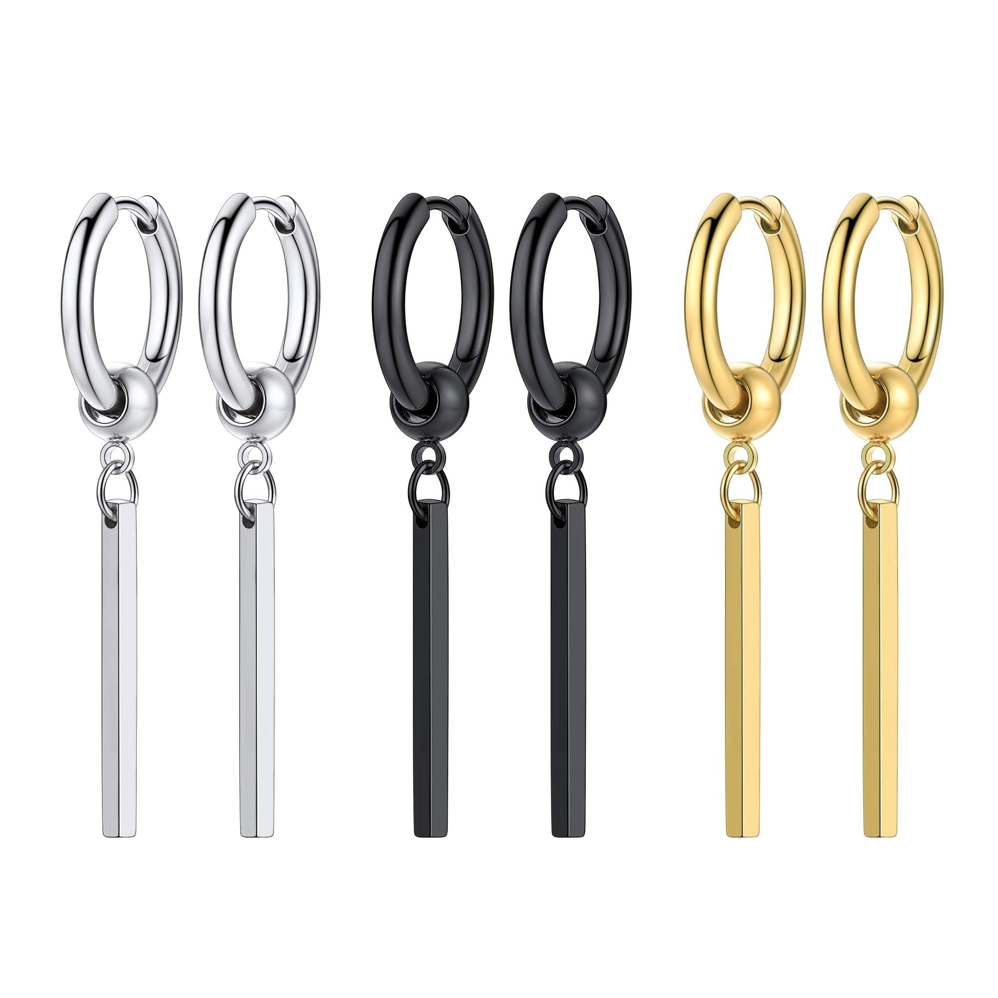 Pendiente de punta gótica Pendientes de aro masculinos Gótico Cool Guys Grunge Hombres Punk Piercing Joyería Ropa de rock Hombres Pendientes de aros negros Pendientes de hombre vanguardista
