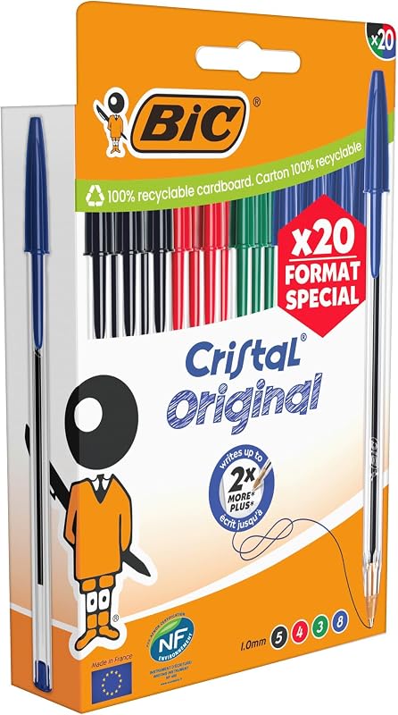 Cristal Original Bolígrafos de Punta Media (1,00 mm) - Colores de Tinta Surtidos, Caja de Edición Especial de 20