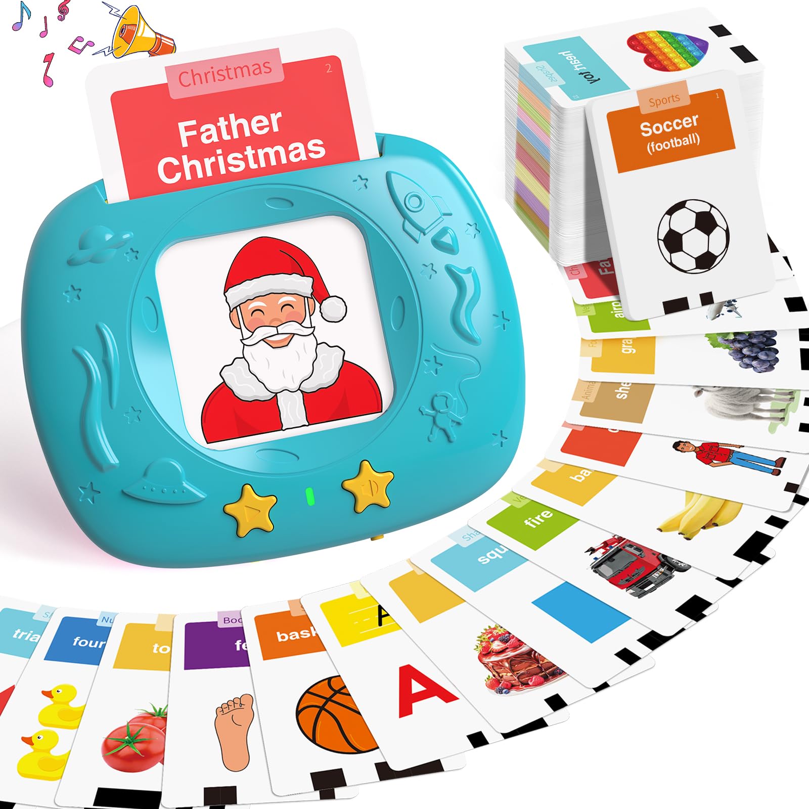 HOMESTEC Talking Flash Cards - Learning Toy for Toddlers Aged 2+ with Authentic British English Pronunciation, 280 Sight Words + 8 Songs, Sensory Toys for Autism for Kids