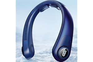 BEYYON Portable Neck Fan With LED Display, Hands-free 5 Speeds Cooling, Neck Support, Lightweight, Bladeless Personal Wearable Air Conditioner Fan Rechargeable for Women/Men, Hot Flashes, Travel, Camping