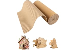 MANOPAWS Corrugated Cardboard Roll, 12x 197 Inches Single Face Thick Cardboard Paper Large Corrugateds Wrap Sheet, Shipping Corrugated Paper Roll Wrap for Packing, Storage, DIY Craft