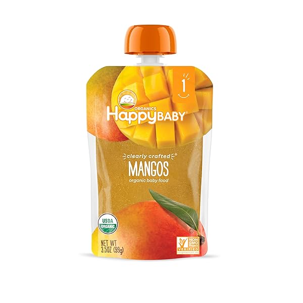 HAPPY BABY ORGANICS CLEARLY CRAFTED STAGE 1 BABY FOOD POUCHES, MANGOS, 3.5 OUNCE POUCH (PACK OF 8)