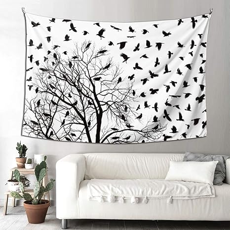 Amazon Co Jp カラス柄 鳥柄 木柄 タペストリー 壁掛け 装飾布 おしゃれ インテリア 寝室 カーテン 部屋飾り 多機能 大判 耐用性が強く 抗菌防臭 子供部屋 お店 雑貨 パーテイー 四季通用 ホーム キッチン