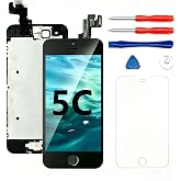 SNIDII Screen Replacement for iPhone 5C Black 4.0 inch with Home Button | with Earpiece and Camera Full Assembly 3D Touch LCD Display Digitizer Frame Replacement with Repair Tool Kit