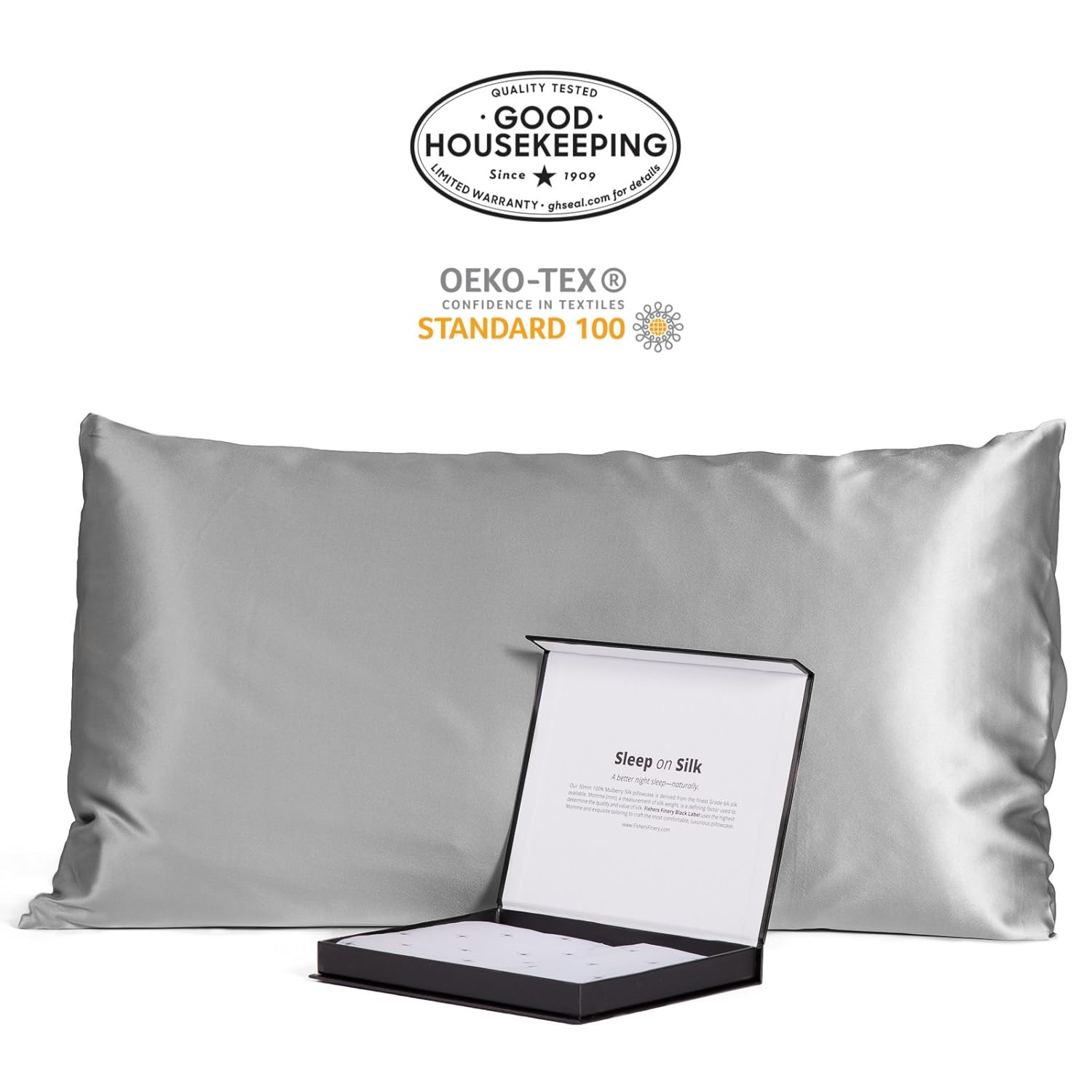 Fishers Finery 30mm 100 Pure Mulberry Silk Pillowcase Good