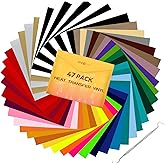 HTVRONT HTV Heat Transfer Vinyl 47 Pack 12" x 10" Iron on Vinyl for T-Shirt | 33 Assorted Colors HTV Vinyl with 1 Accessory T