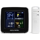 AcuRite Square Color Weather Station with Hyperlocal Forecast, Indoor/Outdoor Temperature, Indoor Humidity, Date, Time, Custom Alarms, and Built-in Barometer (00513)
