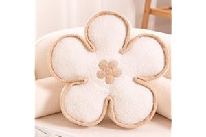 Kcvvcr Flower Pillow, Cute Flower Shaped Pillow Decorative Throw Pillow, Soft Flower Plush Floor Pillow Cushion for Room Decor Bed, Couch, Chair (13.7 Inch, White)