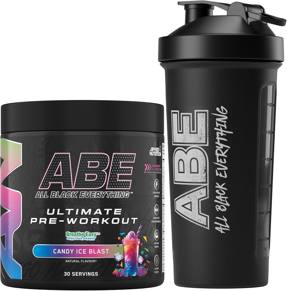Applied Nutrition ABE Pre Workout 375g + Black Shaker 700ml All Black
