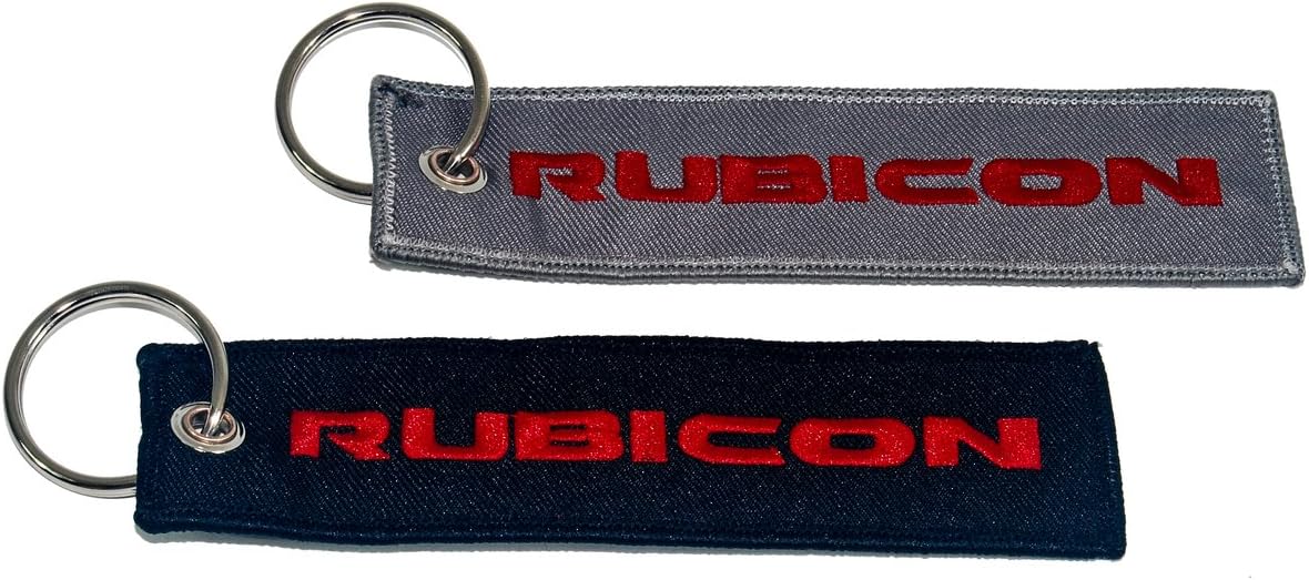 2x Rubicon Keychain Jeep JKU JK Wrangler Rubicon Crew Tag Lock. Black & Charcoal Gray